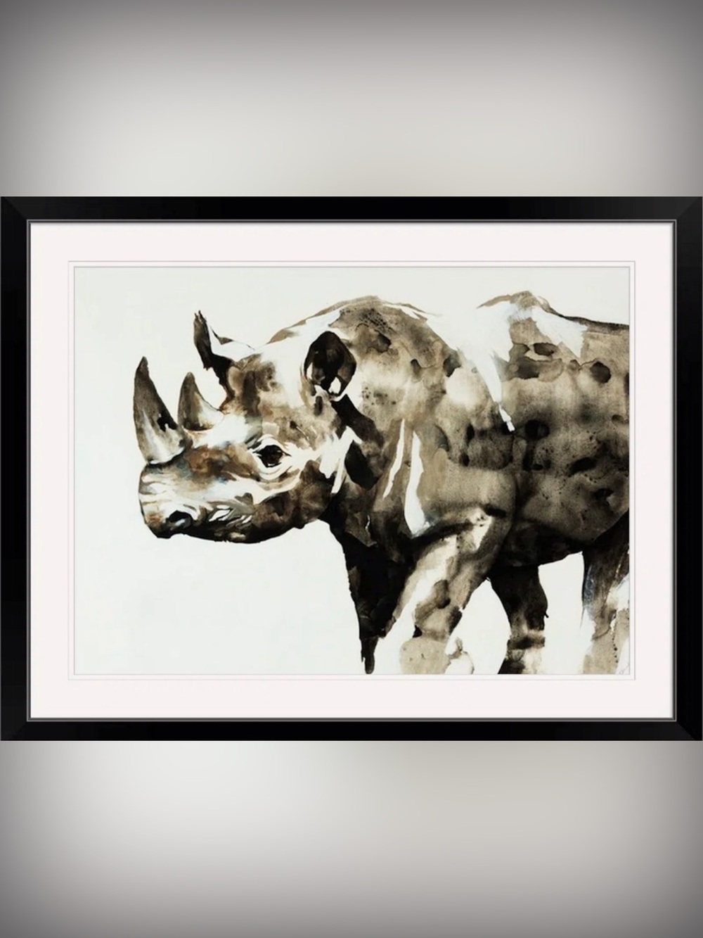 Safari Series II by Joshua Schicker Water Color Style Rhino Painting Print